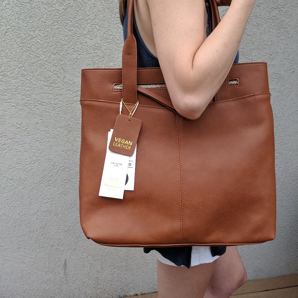 Madison West Cognac Vegan Leather Bag